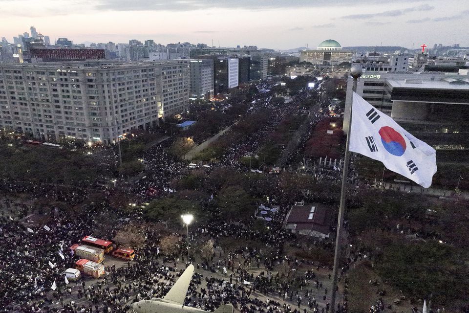 The President’s short-lived martial law declaration led to calls for his removal (Yonhap via AP)