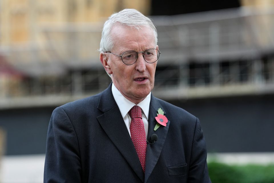 Northern Ireland Secretary Hilary Benn speaks to the media on College Green in Westminster, London (Lucy North/PA)