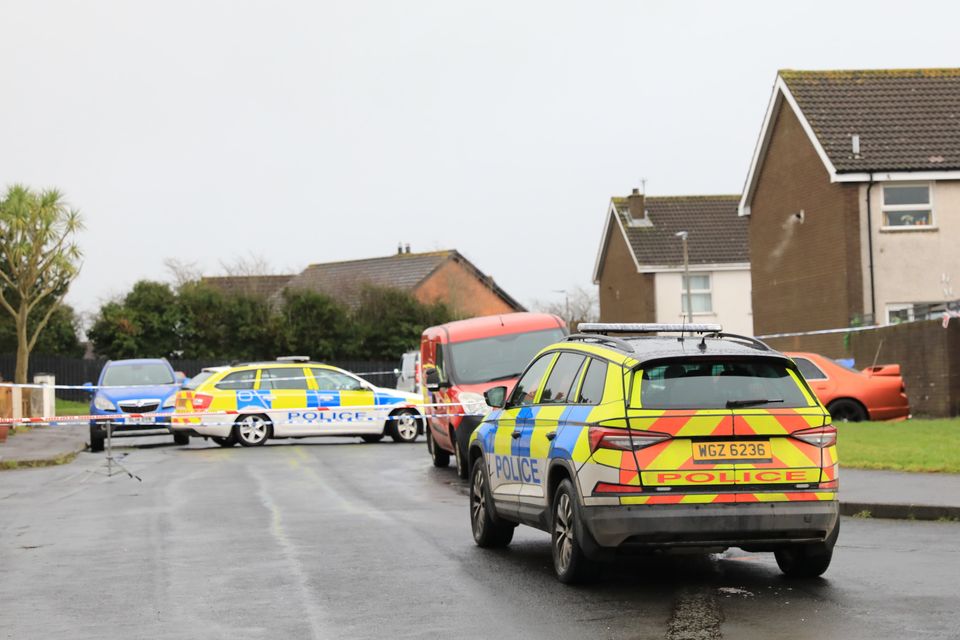 Police cordon off the area around Breezemount rise, Bangor, Tuesday, Jan 7, 2025.  (Photo by Peter Morrison)