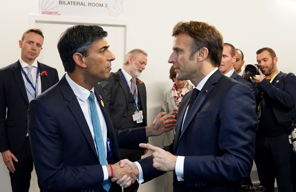 Rishi Sunak and Emmanuel Macron (Stefan Rousseau/PA)