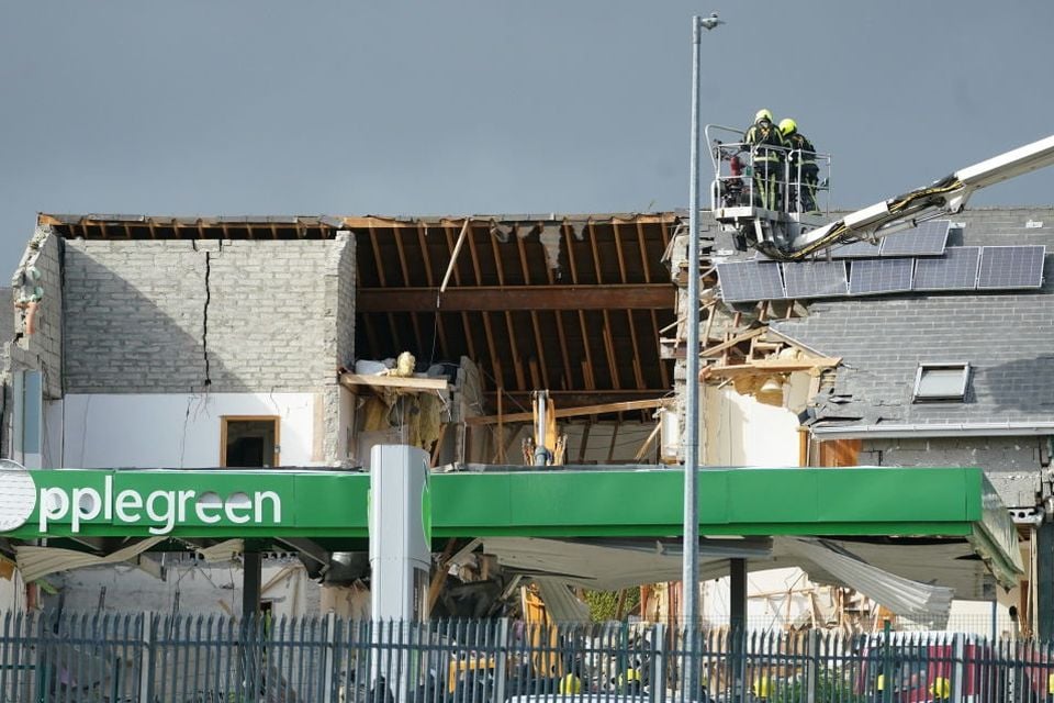 Emergency services at the scene of an explosion in the village of Creeslough in Co Donegal. Photo: Brian Lawless/PA