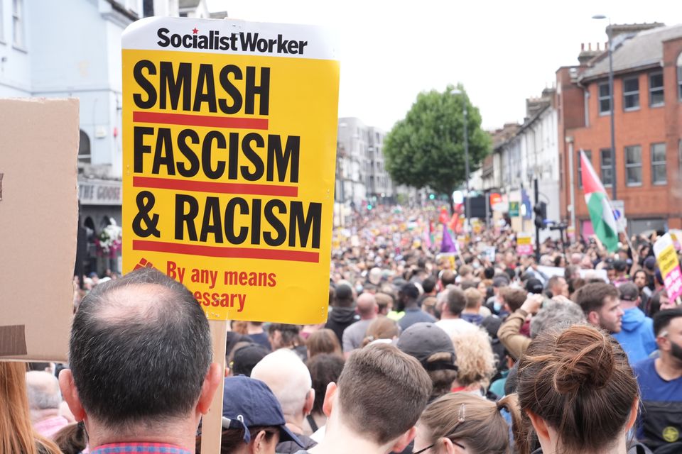 Demonstrators at an anti-racism protest in Walthamstow, London (PA)