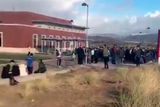 thumbnail: Swansea University Bay Campus is evacuated after the earthquake. PA