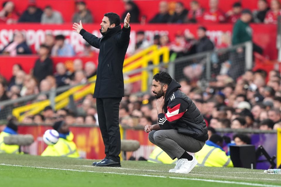 Ruben Amorim, right, and Mikel Arteta saw their teams share the spoils (Martin Rickett/PA)