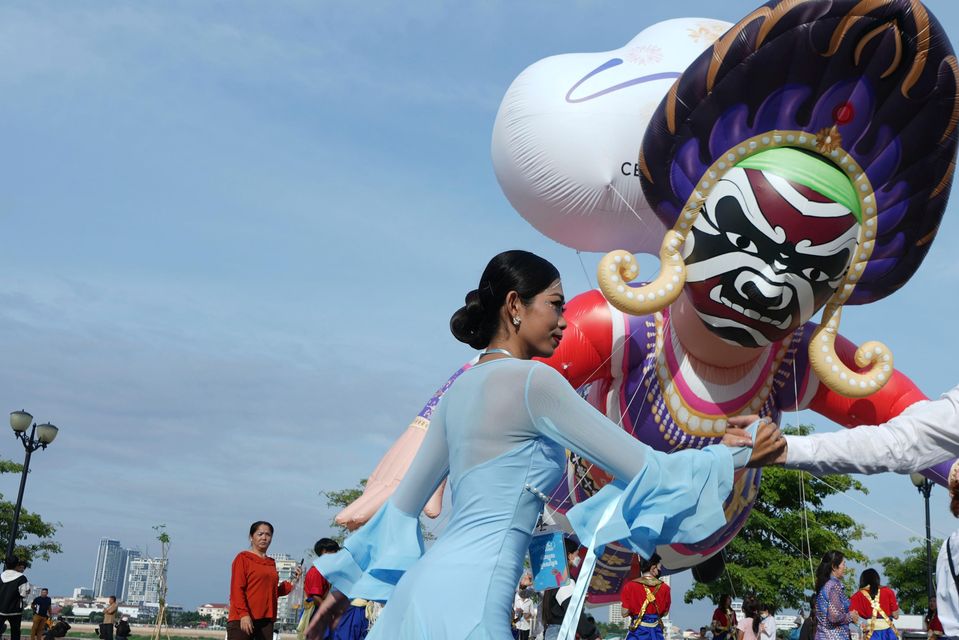 Cambodian dancers perform during the Celebrating Cambodia event on New Year’s Eve in front of the Royal Palace in Phnom Penh (Heng Sinith/AP)