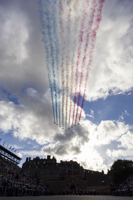 The trails made for a striking contrast with the Edinburgh skies (Royal Edinburgh Military Tattoo/PA)