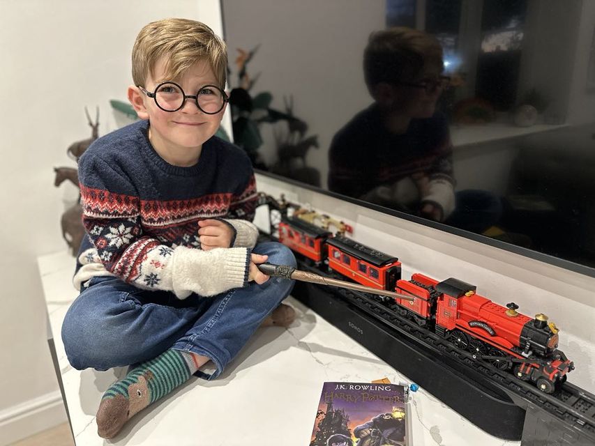 Richard Brown with a Harry Potter Lego train (Matthew Brown/PA)