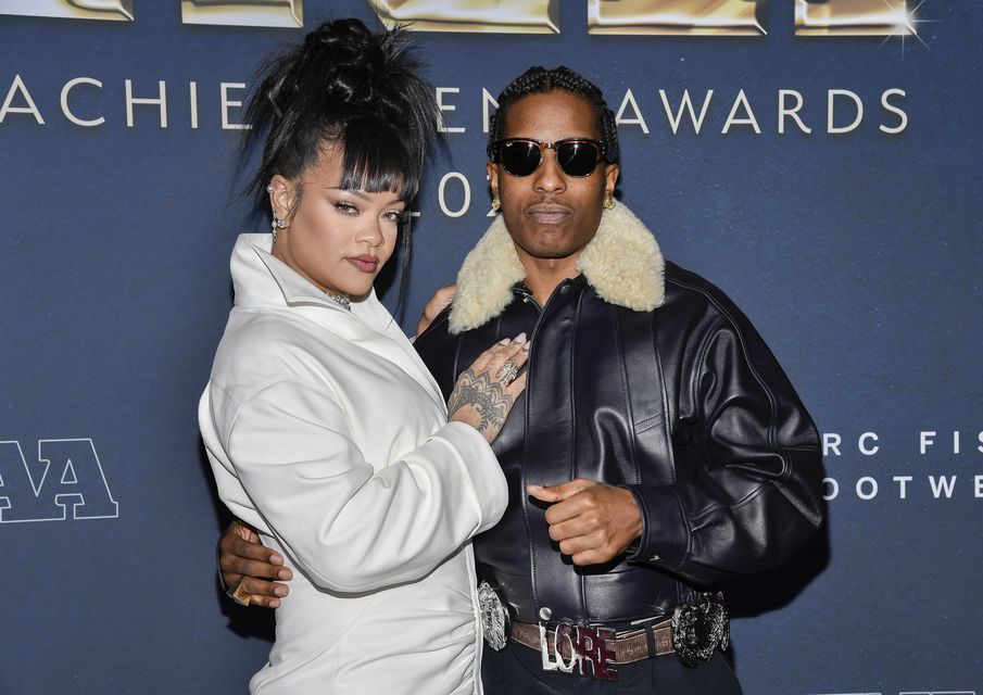 ASAP Rocky, right, and Rihanna attend the 38th annual Footwear News Achievement Awards at Cipriani South Stree(Evan Agostini/Invision/AP)