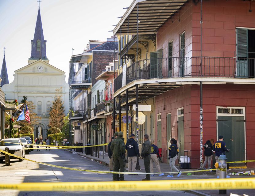 The FBI investigates in the French Quarter following the attack (Matthew Hinton/AP)