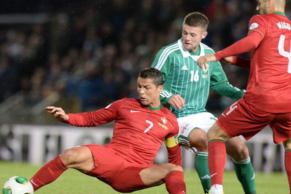 Football GIF: Cristiano Ronaldo Toys With Northern Ireland's Steven Davis  At Windsor Park