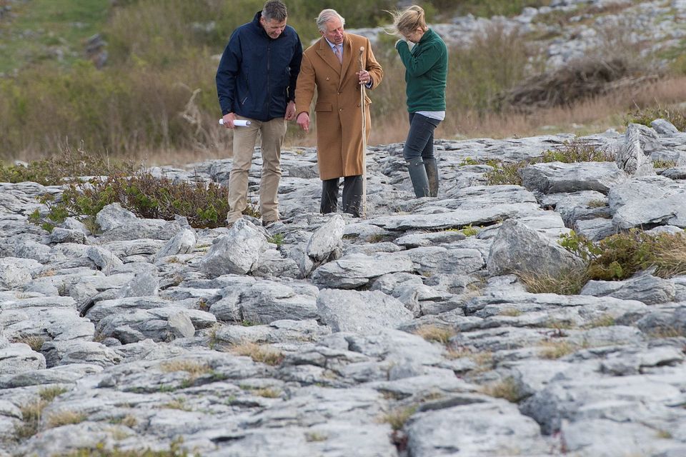 Mcc0062419
??Eddie Mulholland
eddie_mulholland@hotmail.com
07831257107
The Prince of Wales visiting the Burren, Galway to explore it's rare landscape and to learn about the challenges facing it's farming community.
He met students and conservation volunteers, watched local children playing traditional music and was presented with a hamper of local produce.
PIC: HRH with Brendan Dunford manager of Burren Life and Bridgid Barry Burrenbeo