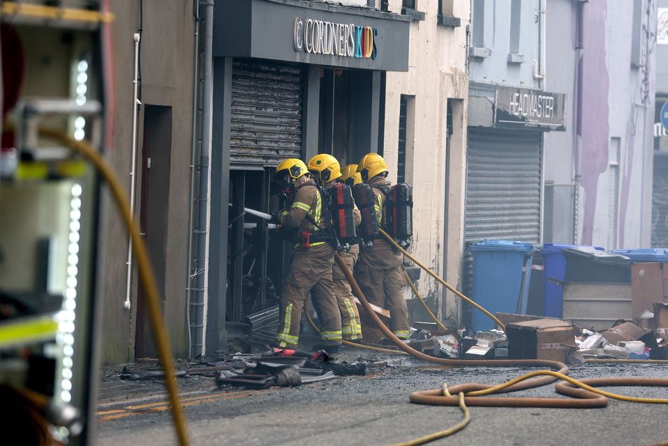 Emergency services at the scene of a fire in the Conway Square area of Newtownards. Image: Jonathan Porter/Press Eye