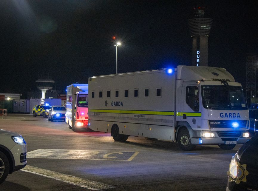 The Georgians were brought to the airport in Garda transport (Garda/PA)