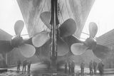 thumbnail: Titanic, built by Harland and Wolff, was driven by two gigantic wing propellers measuring over 23 feet in diameter and a center propeller spanning more than 16 feet.