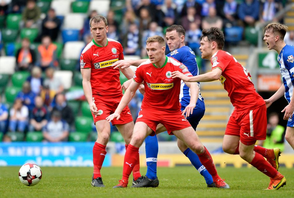 Cliftonville's Chris Curran in action in the Irish Cup final