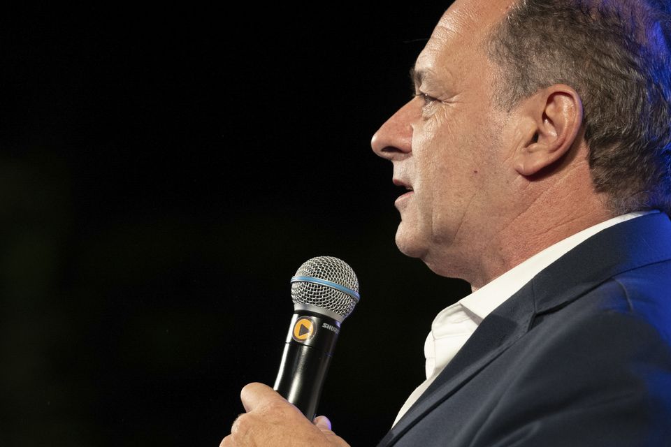 Alvaro Delgado, presidential candidate for the ruling National Party, holds his closing rally (Santiago Mazzarovich/AP)