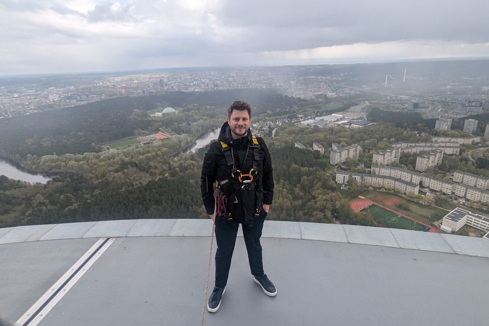 Ed Elliot ventured to the edge of Vilnius TV tower's observation deck. Photo: PA