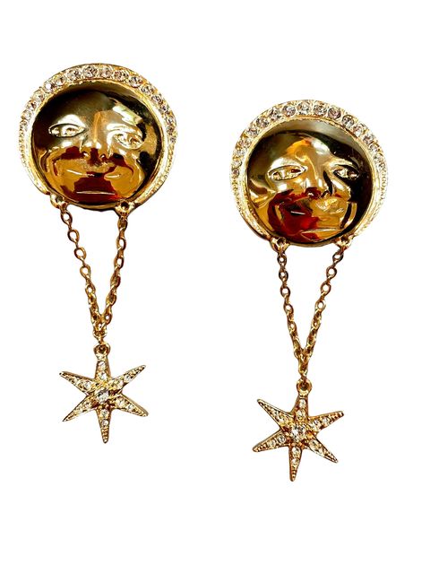 Moon and star clip-on earrings, £145, Natalia Willmott