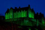thumbnail: Edinburgh Castle in Scotland illuminated green as it is among more than 100 international landmarks turning green to mark St Patrick's Day.