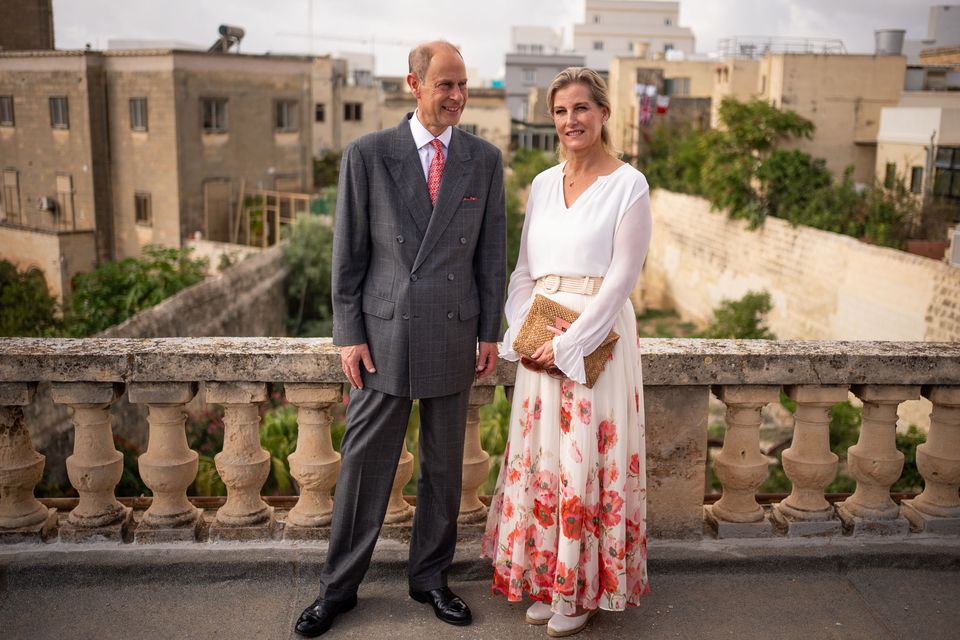 The Edinburghs during a tour of Villa Guardamangia, the former home of Queen Elizabeth II, in Malta (Aaron Chown/PA)