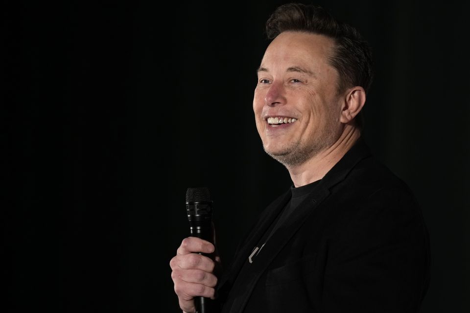 Elon Musk speaks as part of a campaign town hall in support of Republican presidential nominee former President Donald Trump in Folsom (Matt Rourke/AP)