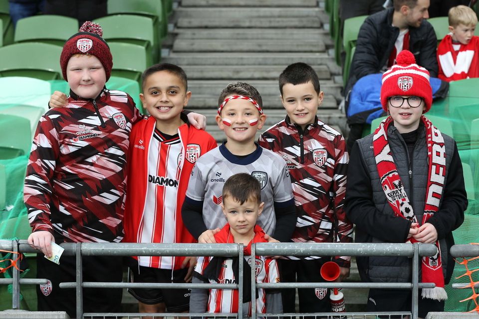 2024 Sports Direct FAI Cup Final, Aviva Stadium, Dublin 10/11/2024
Drogheda V Derry City
Derry fans before the game
Mandatory Credit ©INPHO/Lorcan Doherty