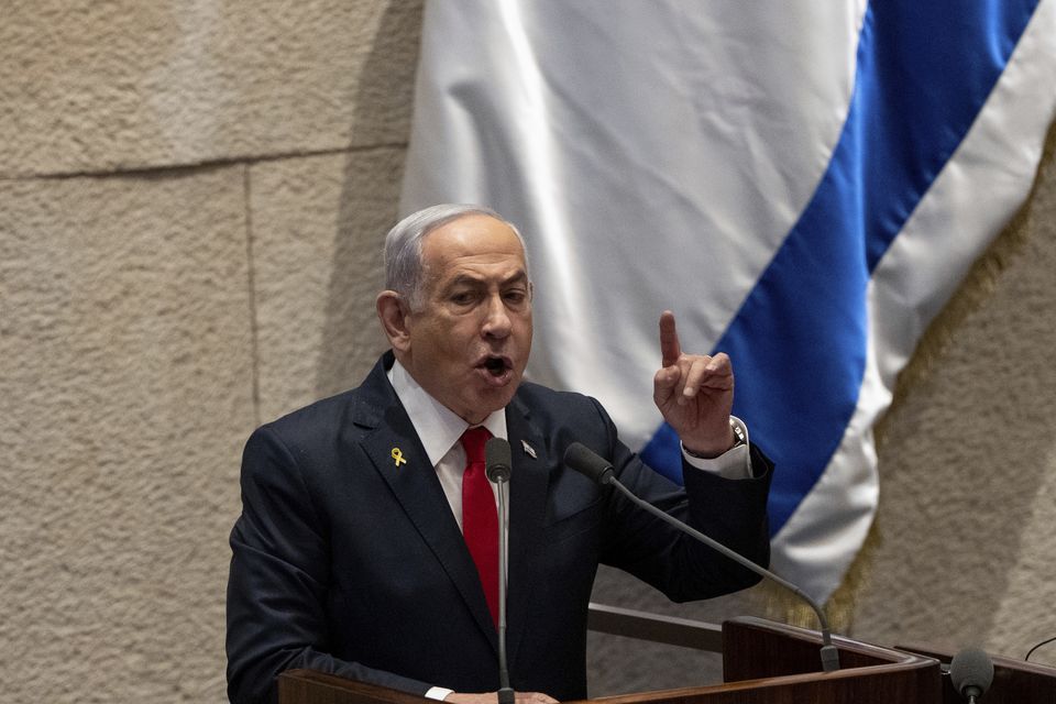 Benjamin Netanyahu spoke in a televised statement (Ohad Zwigenberg/AP)