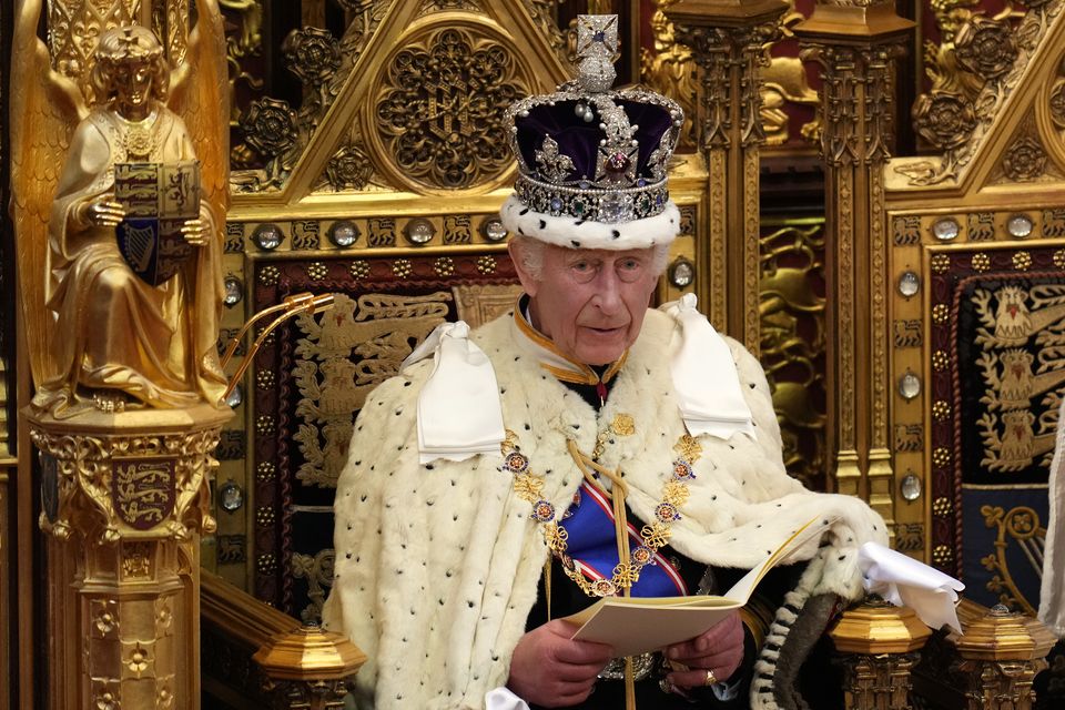 The King reads the King’s Speech (Kirsty Wigglesworth/PA)