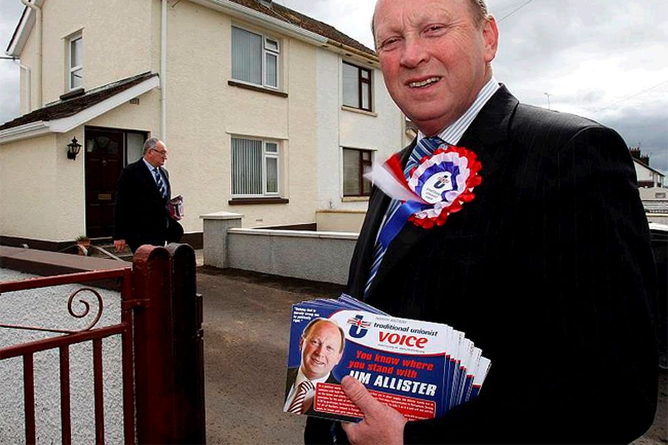 Jim Allister canvassing for votes in Cullybackey