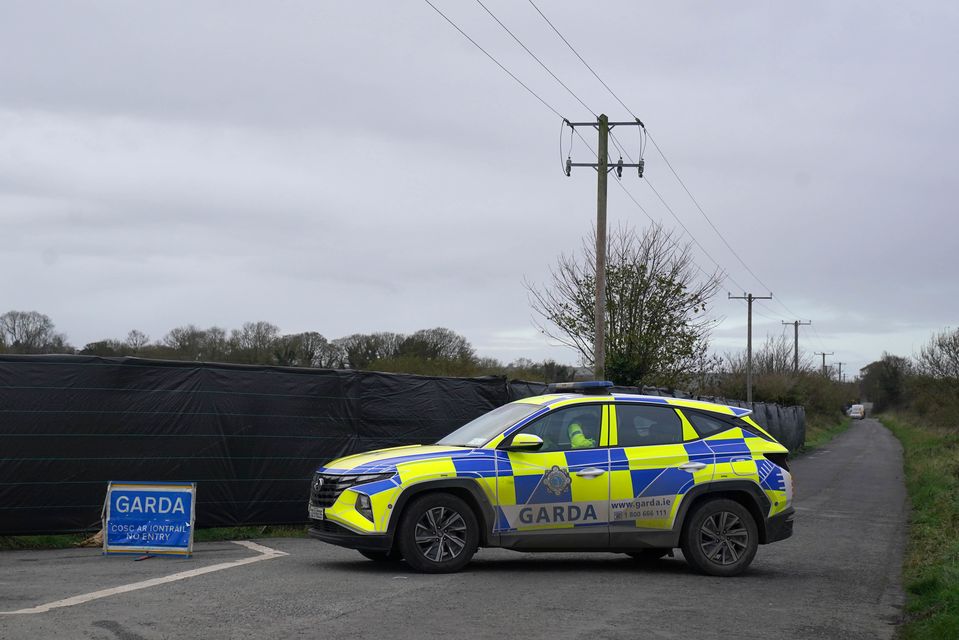 Gardai during the search in Ring Commons, Balrothery East, north County Dublin, for William Maughan and Anastasija Varslavane (Brian Lawless/PA)