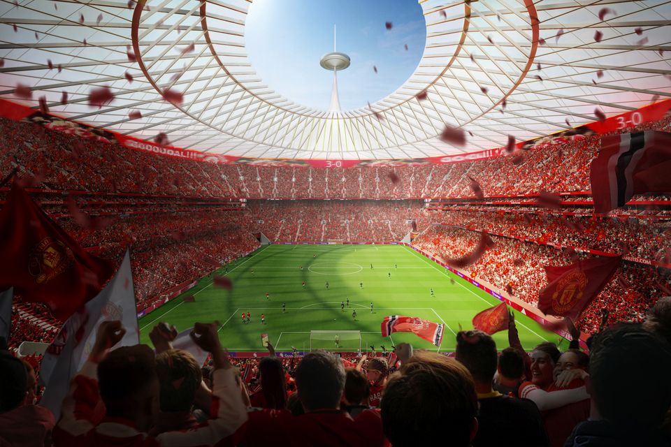 Manchester United have revealed plans for a new 100,000-seater stadium to replace Old Trafford (Handout from Foster + Partners/PA)