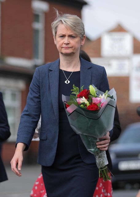 Home Secretary Yvette Cooper visited the scene in Hart Street, Southport (James Speakman/PA)