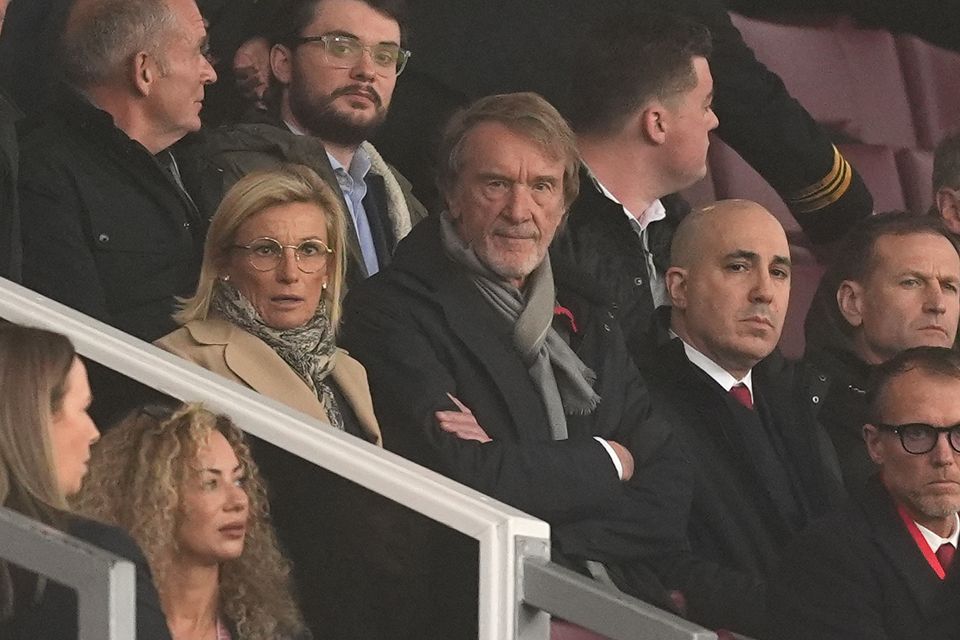 Sir Jim Ratcliffe, centre, is part-owner of Manchester United (Martin Ricket/PA)