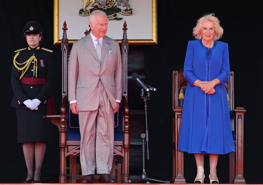 The Queen with a bandage on her ankle during the special sitting of the States of Deliberation at the Guernsey Parliament in July (Chris Jackson/PA)