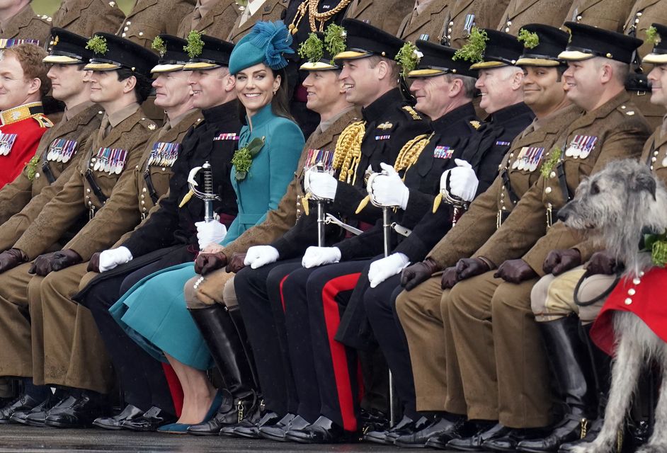 The Prince and Princess of Wales during their visit to the 1st Battalion Irish Guards in Aldershot in 2023 (Andrew Matthews/PA)