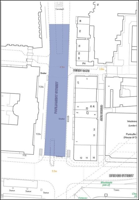 On arrival at the end of the ‘Unite the Kingdom’ march, they must only assemble in the area marked in blue on the map (Metropolitan Police/PA)