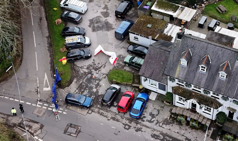 A police cordon outside the Three Horseshoes (Gareth Fuller/PA)