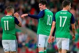 thumbnail: Northern Ireland's Conor Washington (left) celebrates with team-mate Kyle Lafferty (centre) after scoring his side's second goal during the International Friendly at Windsor Park, Belfast. PRESS ASSOCIATION Photo. Picture date: Friday May 27, 2016. See PA story SOCCER N Ireland. Photo credit should read: Niall Carson/PA Wire. RESTRICTIONS: Editorial use only, No commercial use without prior permission, please contact PA Images for further information: Tel: +44 (0) 115 8447447.
