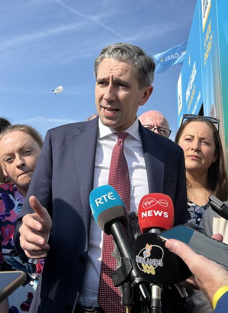 Taoiseach Simon Harris at the National Ploughing Championships in Ratheniska, Co Laois (Cillian Sherlock/PA)