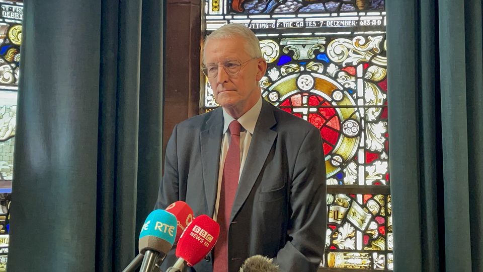 Secretary of State for Northern Ireland Hilary Benn speaks at the Guildhall in Londonderry on Wednesday (Rebecca Black/PA)