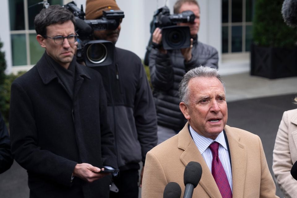 US special envoy Steve Witkoff, centre, was scheduled to meet Vladimir Putin (Ben Curtis/AP)