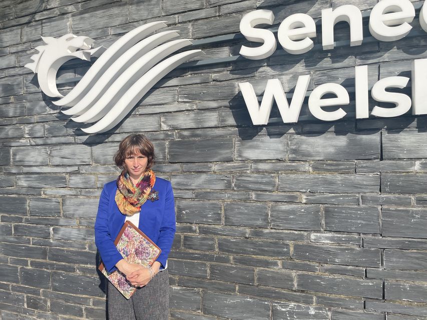 Gemma Williams, a member of My Death, My Decision outside the Senedd (PA)