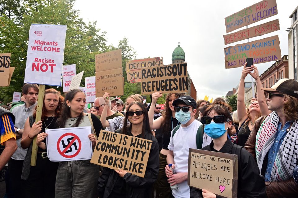 Two protests take place in Belfast on August 9th 2024 (Photo by Kevin Scott)