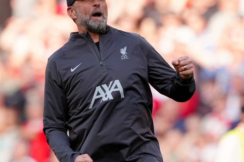 Liverpool manager Jurgen Klopp celebrates after the match (Peter Byrne/PA)
