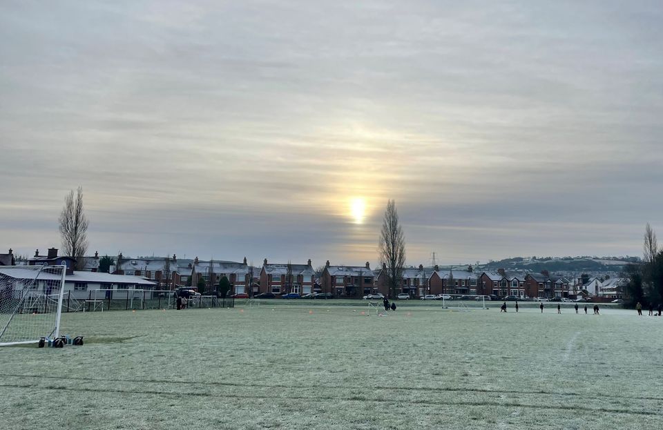 Frosty scenes at Orangefield Park in east Belfast on Saturday (PA)