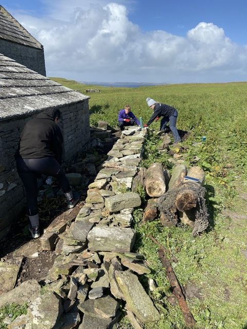 Wall rebuilding on island of Swona (Gordonstoun/PA Wire).