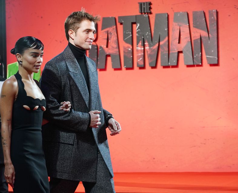 Robert Pattinson and Zoe Kravitz at a screening of The Batman (Ian West/PA)