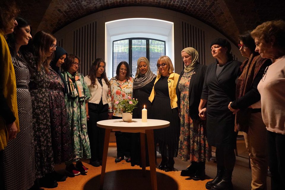 A group of Muslim and Jewish women during an event in London to remember those who have died or are displaced and missing since the October 7 attacks (Jonathan Brady/PA)