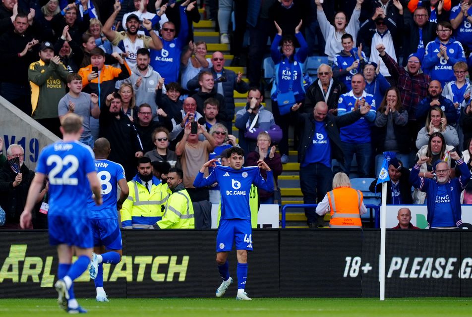 Leicester’s Facundo Buonanotte celebrates his winning goal against Bournemouth (Mike Egerton/PA)