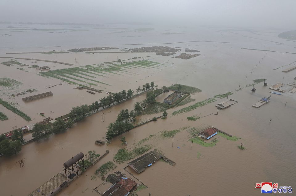 Flooding devastated many areas of the west (Korean Central News Agency/Korea News Service via AP)